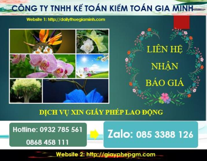 Chi phí thực hiện giấy phép lao động tại Huyện Cờ Đỏ