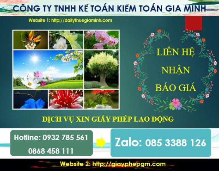 Xin giấy phép lao động tại Thị Xã Bến Cát 5 Chi phí thực hiện giấy phép lao động tại Thị Xã Bến Cát