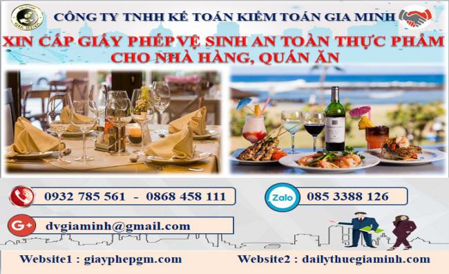Xin cấp giấy phép vệ sinh an toàn thực phẩm cho nhà hàng, quán ăn 4 thủ tục giấy phép vệ sinh an toàn thực phẩm