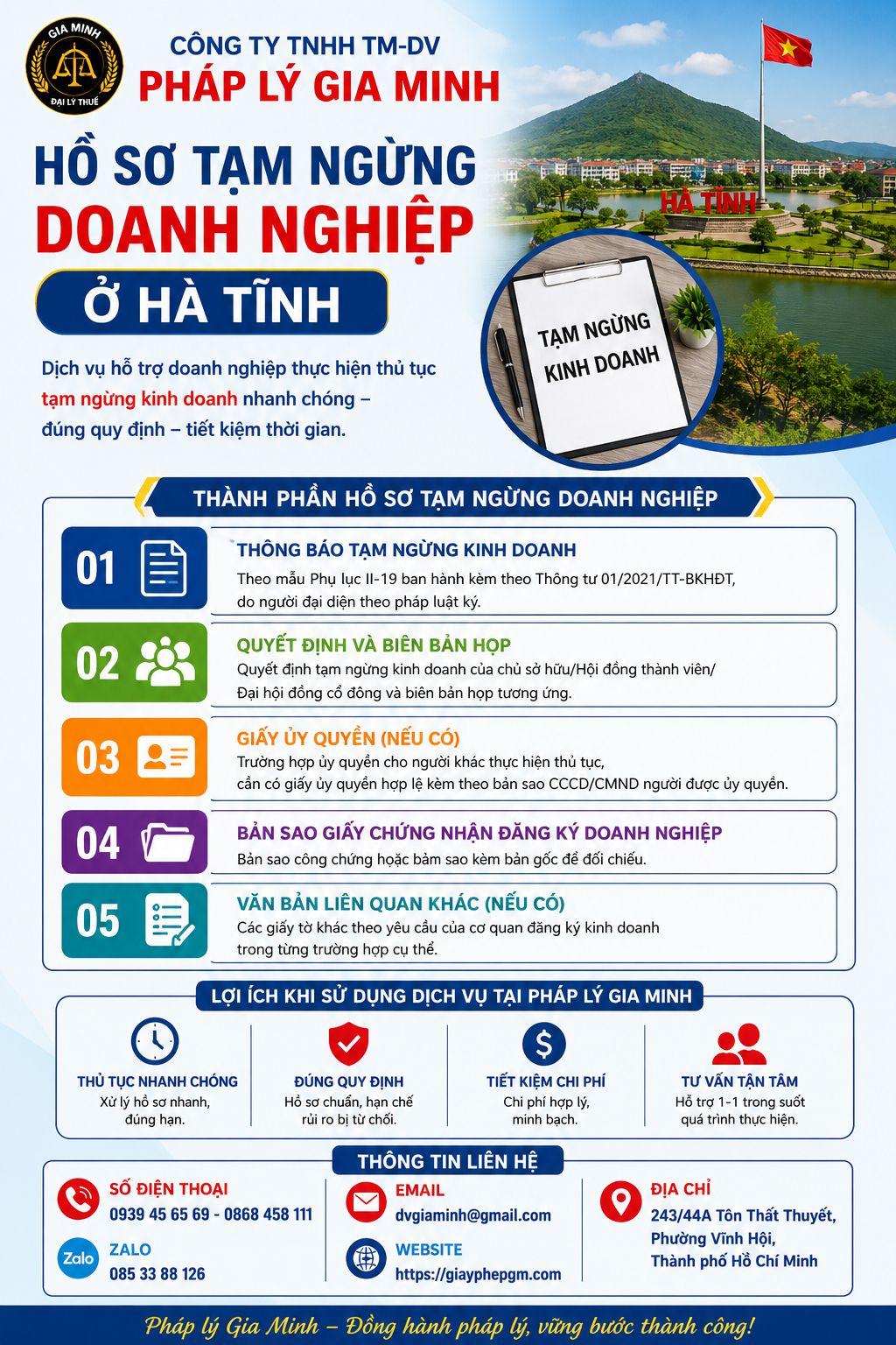 Tạm ngừng hoạt động doanh nghiệp tại Hà Tĩnh – Hướng dẫn chi tiết từ A-Z 6 Hồ sơ tạm ngừng doanh nghiệp ở Hà Tĩnh