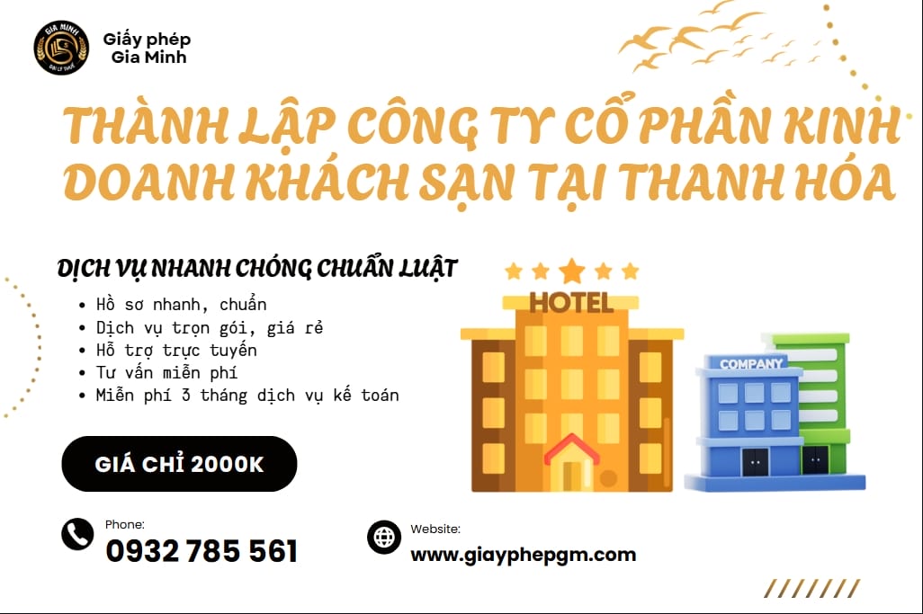 Hướng dẫn thành lập công ty khách sạn tại Thanh Hóa