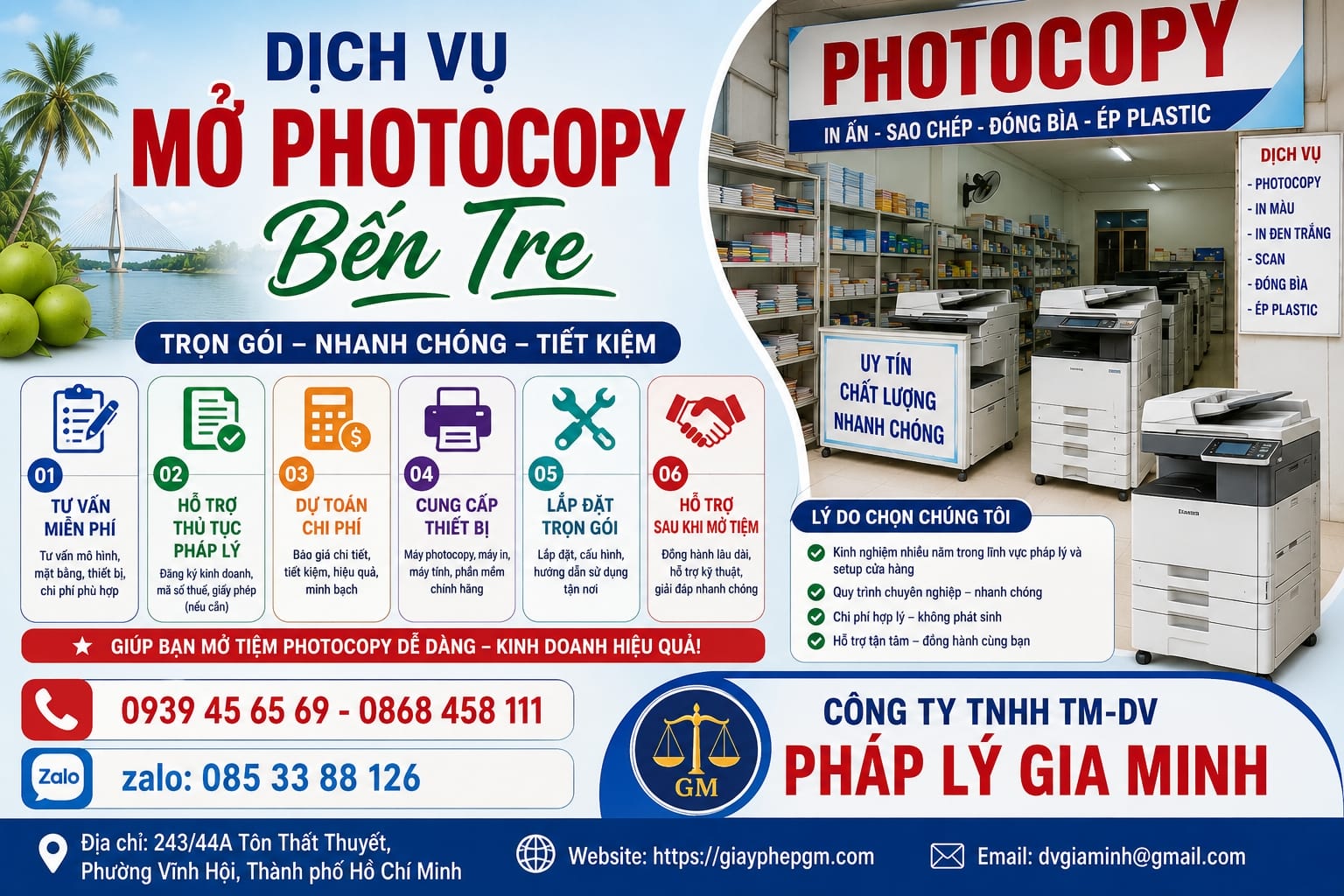 Dịch vụ mở photocopy Bến Tre
