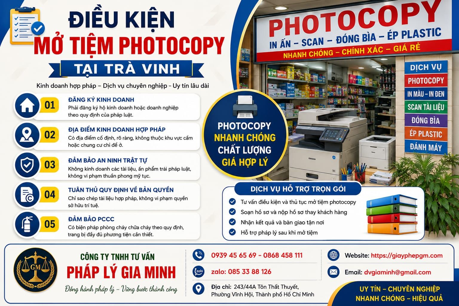 Điều kiện mở tiệm photocopy tại Trà Vinh