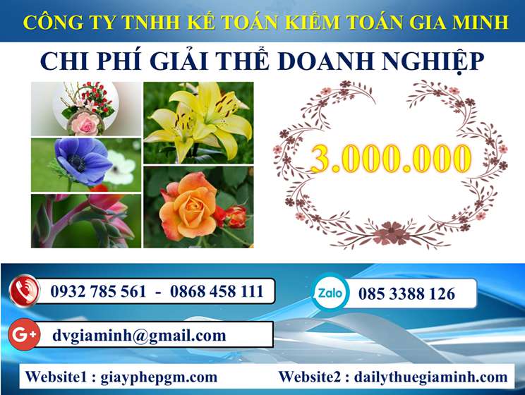 Dịch vụ giải thể công ty trọn gói tại Cà Mau 5 Chi phí Dịch vụ giải thể công ty trọn gói tại Cà Mau