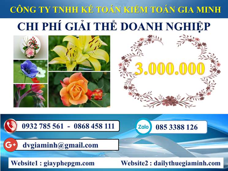 Dịch vụ giải thể công ty trọn gói tại Huyện Thạch Thất 5 Chi phí Dịch vụ giải thể công ty trọn gói tại Huyện Thạch Thất