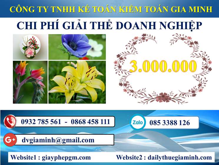Dịch vụ giải thể công ty trọn gói tại Quận Bắc Từ Liêm 5 Chi phí Dịch vụ giải thể công ty trọn gói tại Quận Bắc Từ Liêm