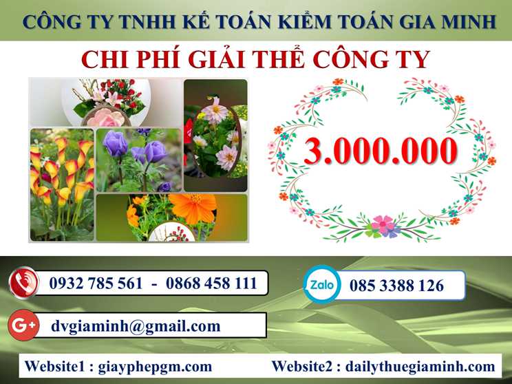 Dịch vụ giải thể công ty tại Bình Thuận - 3.000.000 5 Chi phí giải thể doanh nghiệp tại Bình Thuận