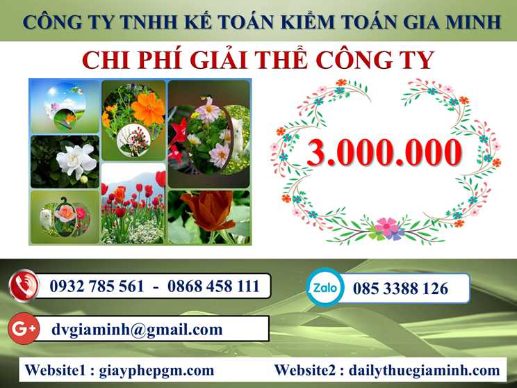 Dịch vụ giải thể công ty tại Điện Biên - 3.000.000 5 Chi phí giải thể doanh nghiệp tại Điện Biên
