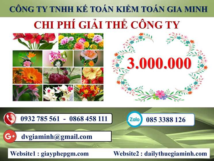 Dịch vụ giải thể công ty tại TT Huế - 3.000.000 5 Chi phí giải thể doanh nghiệp tại TT Huế