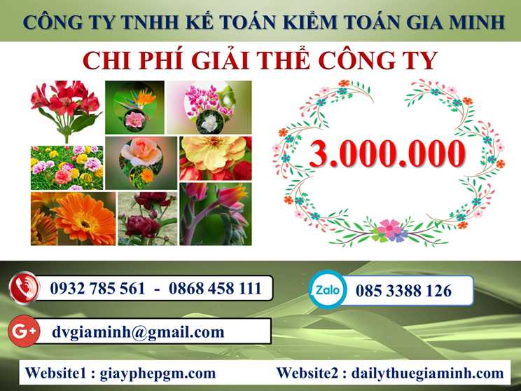 Dịch vụ giải thể công ty tại Hưng Yên - 3.000.000 6 Chi phí giải thể doanh nghiệp tại Hưng Yên