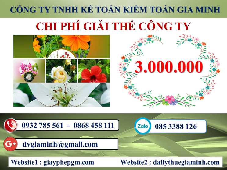Dịch vụ giải thể công ty tại Huyện An Lão– 3.000.000 5 Chi phí giải thể doanh nghiệp tại Huyện An Lão