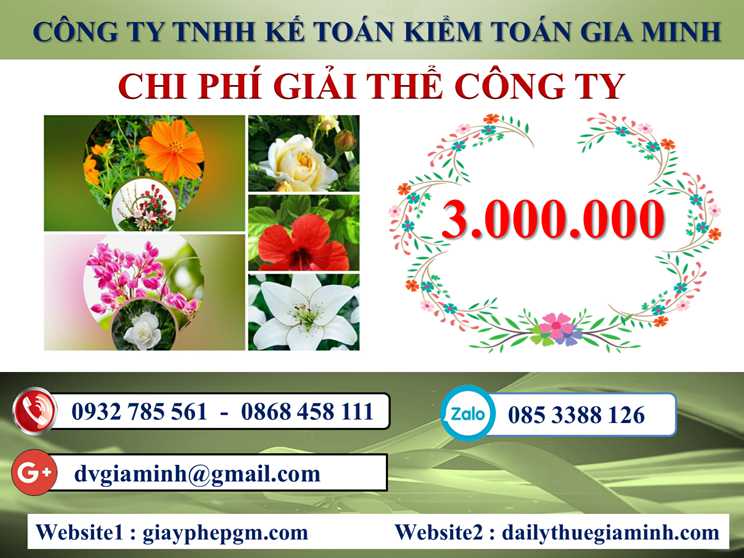 Dịch vụ giải thể công ty tại Huyện đảo Bạch Long Vĩ - 3.000.000 5 Chi phí giải thể doanh nghiệp tại Huyện đảo Bạch Long Vĩ