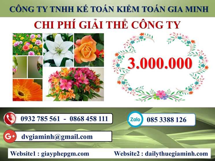 Dịch vụ giải thể công ty tại Huyện Hòa Vang - 3.000.000 5 Chi phí giải thể doanh nghiệp tại Huyện Hòa Vang