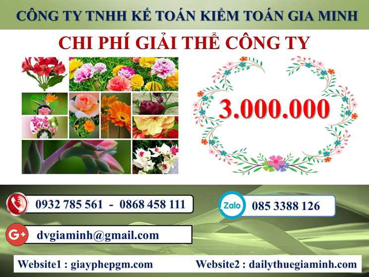 Dịch vụ giải thể công ty tại Long An– 3.000.000 5 Chi phí giải thể doanh nghiệp tại Long An
