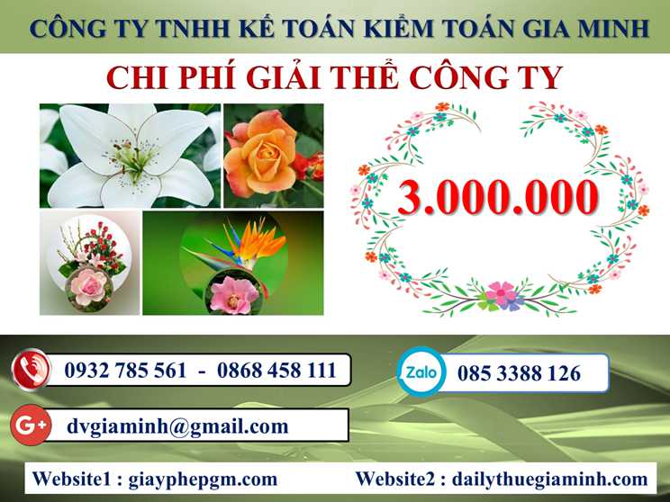 Dịch vụ giải thể công ty tại Vĩnh Phúc - 3.000.000 5 Chi phí giải thể doanh nghiệp tại Vĩnh Phúc