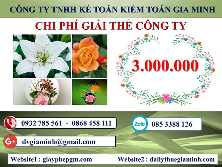 Dịch vụ giải thể công ty tại Vũng Tàu - 3.000.000 5 Chi phí giải thể doanh nghiệp tại Vũng Tàu