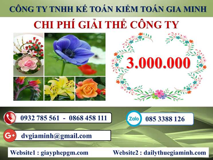 Dịch vụ giải thể công ty tại Yên Bái - 3.000.000 5 Chi phí giải thể doanh nghiệp tại Yên Bái