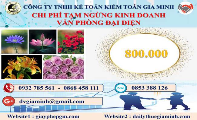 Tạm ngừng kinh doanh văn phòng đại diện tại Huyện Ba Vì 5 Chi phí tạm ngừng kinh doanh văn phòng đại diện tại Huyện Ba Vì