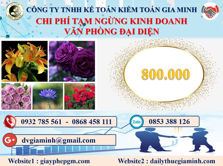 Chi phí tạm ngừng kinh doanh văn phòng đại diện tại Huyện Sóc Sơn