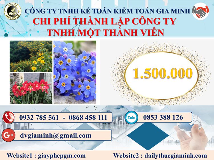 Chi phí thành lập doanh nghiệp TNHH MTV tại Huyện Củ Chi