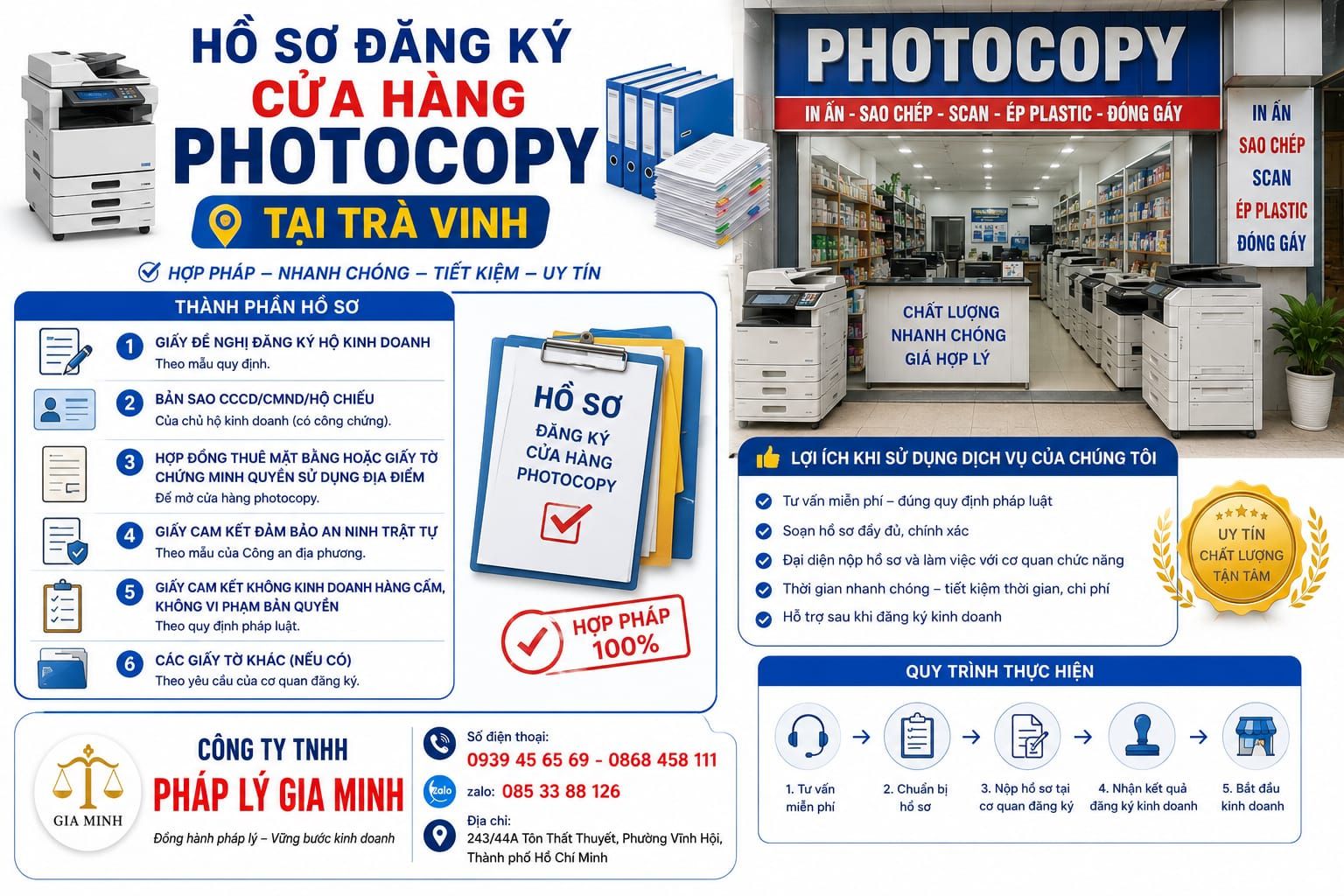 Hồ sơ đăng ký cửa hàng photocopy tại Trà Vinh