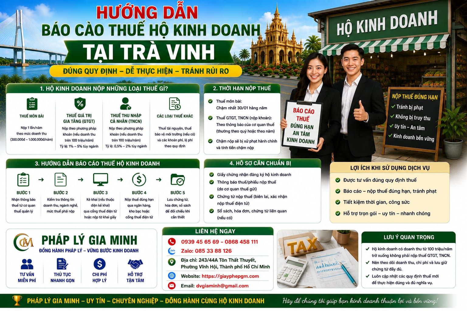 Hướng dẫn báo cáo thuế hộ kinh doanh tại Trà Vinh