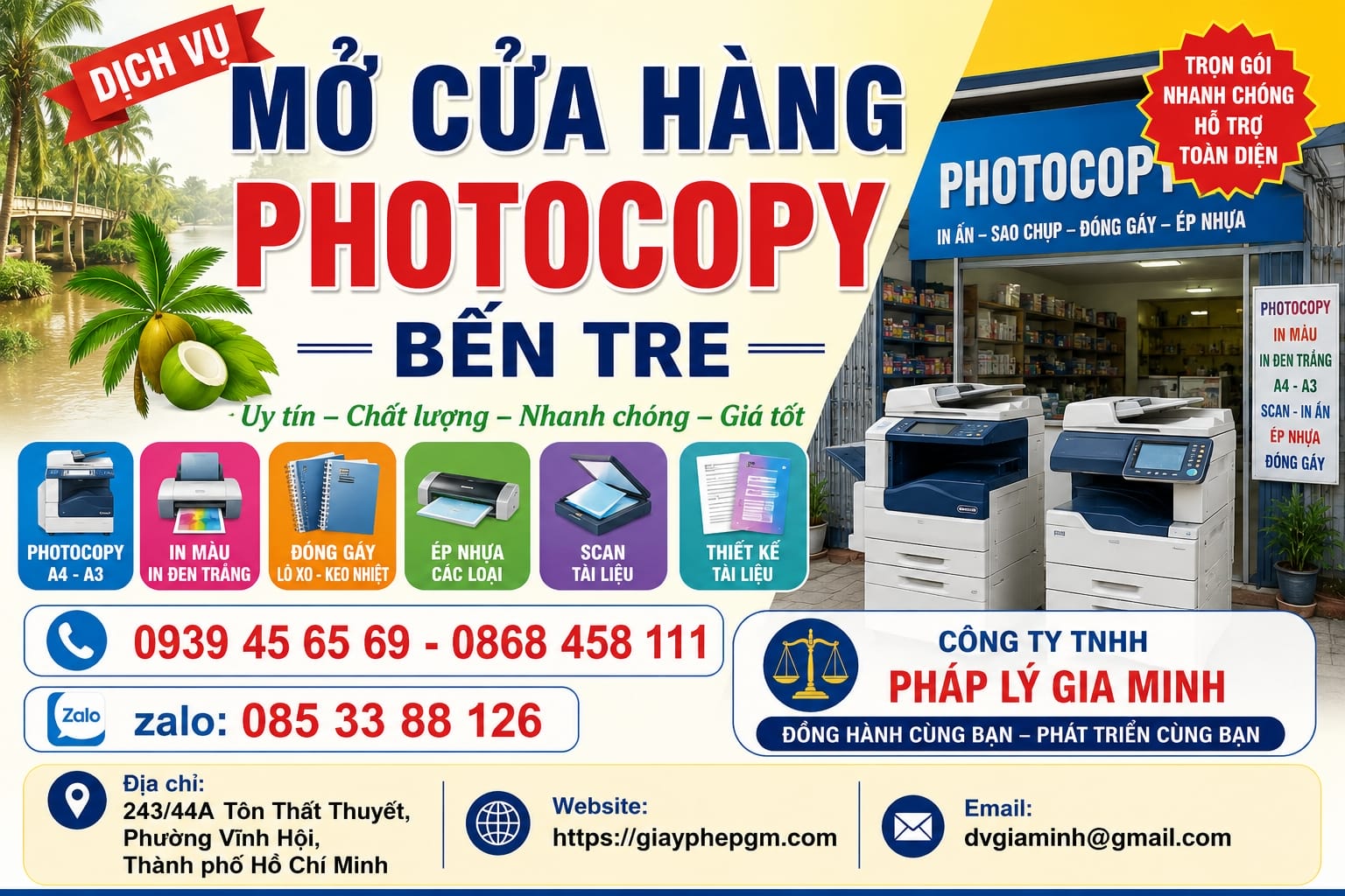 Mở cửa hàng photocopy Bến Tre