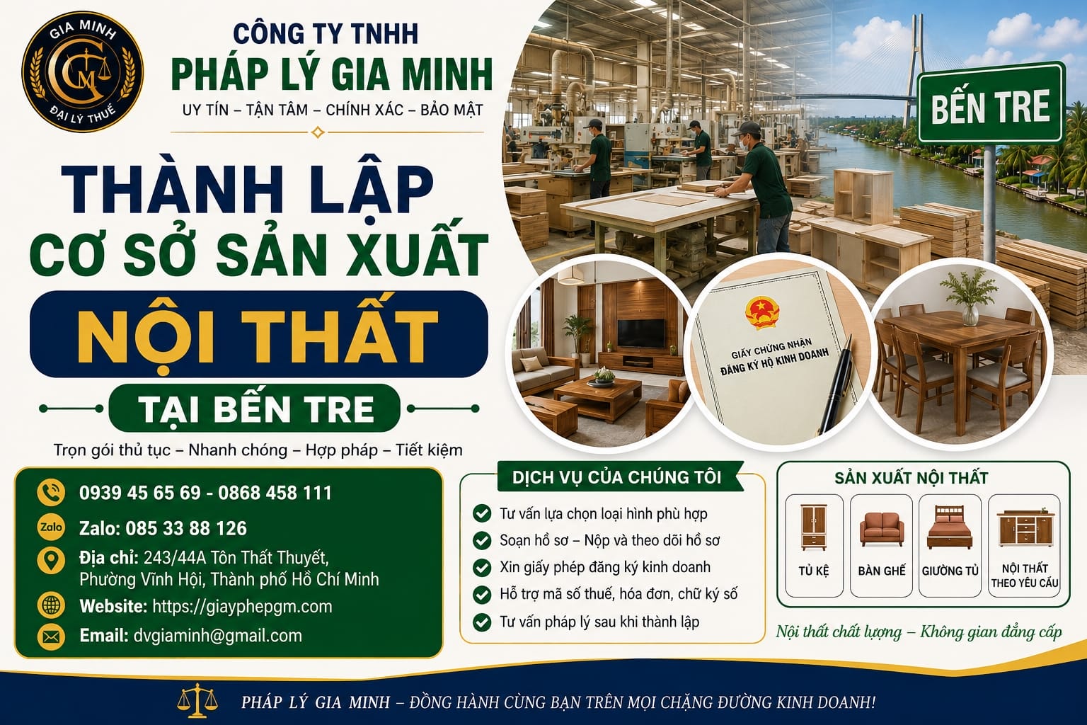 Thành lập cơ sở sản xuất nội thất tại Bến Tre – Hướng dẫn chi tiết 2025 10 Thành lập cơ sở sản xuất nội thất Bến Tre