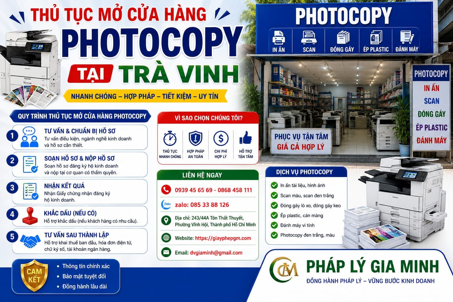 Thủ tục mở cửa hàng photocopy tại Trà Vinh