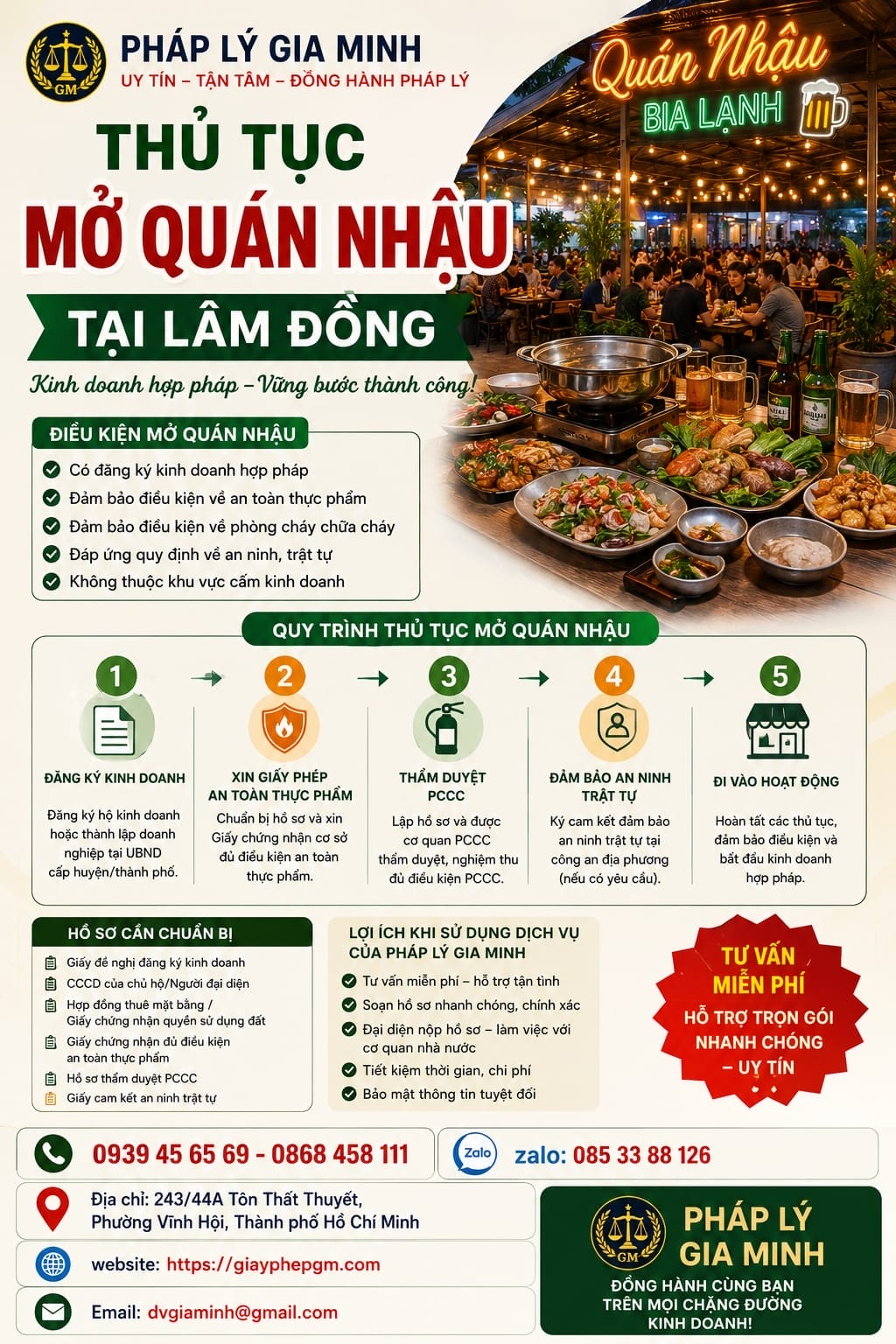 Thủ tục mở quán nhậu tại Lâm Đồng