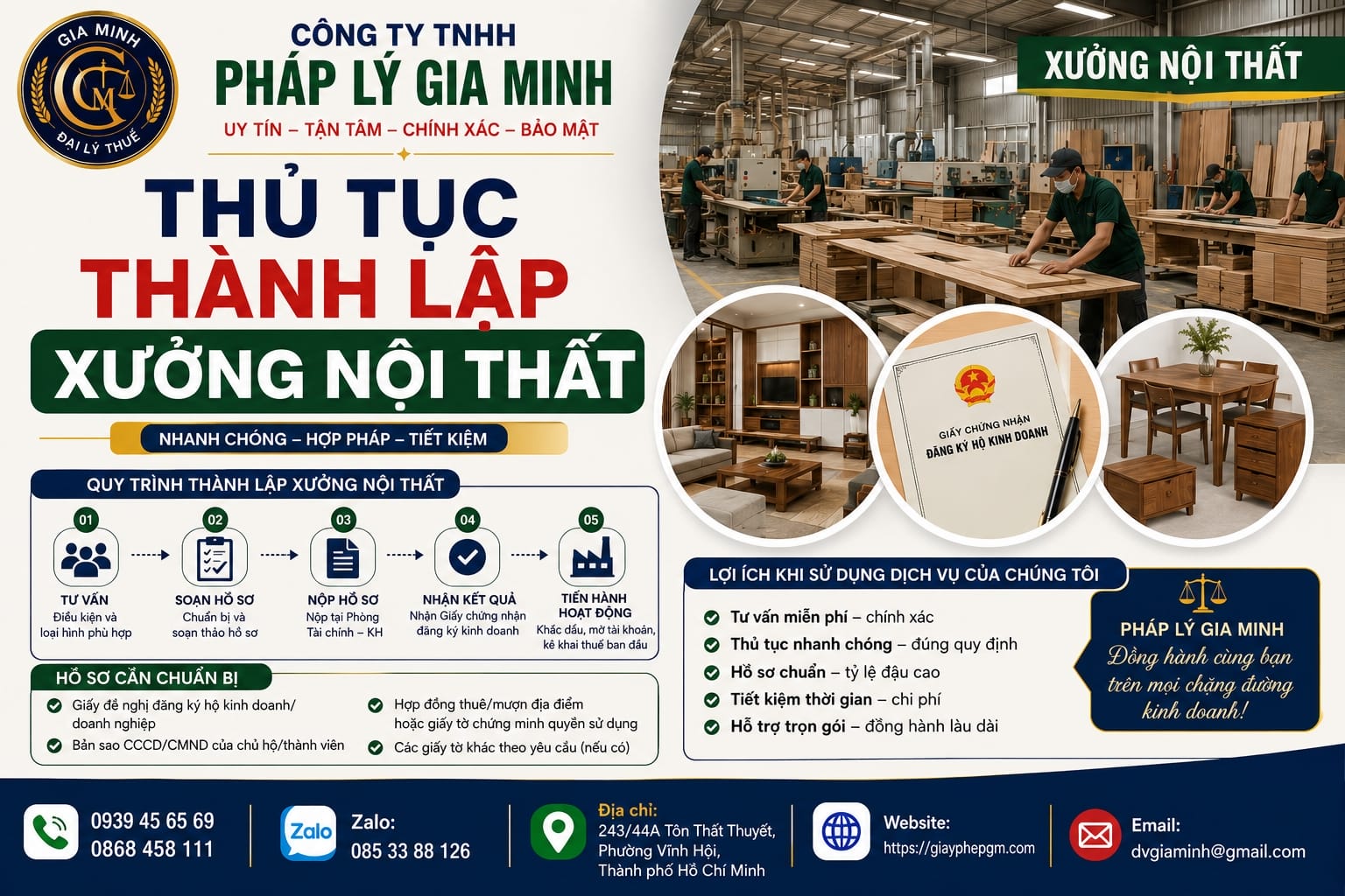 Thành lập cơ sở sản xuất nội thất tại Bến Tre – Hướng dẫn chi tiết 2025 13 Thủ tục thành lập xưởng nội thất