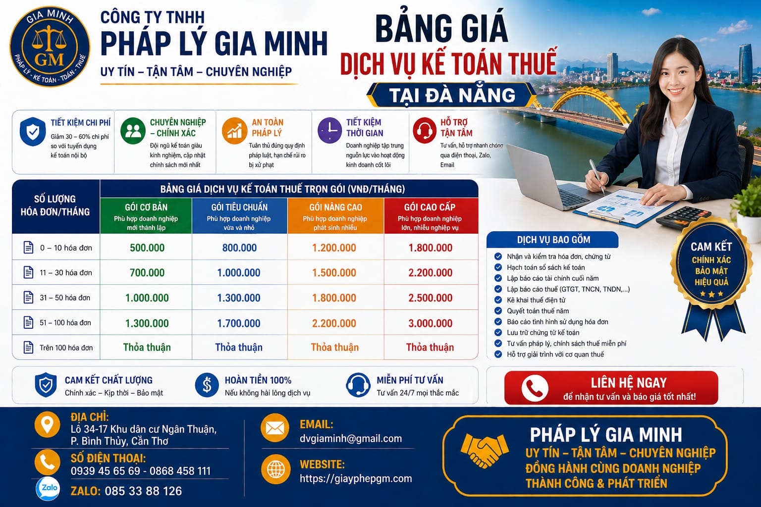 Bảng giá dịch vụ kế toán tại Hòa Vang mới nhất