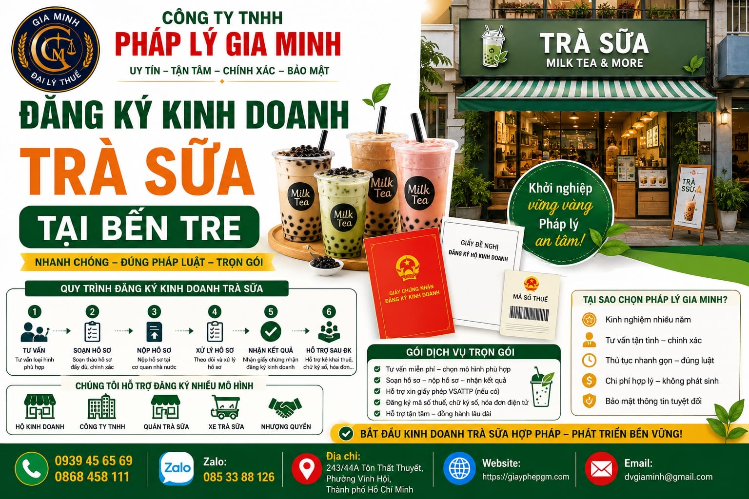 Đăng ký kinh doanh trà sữa Bến Tre