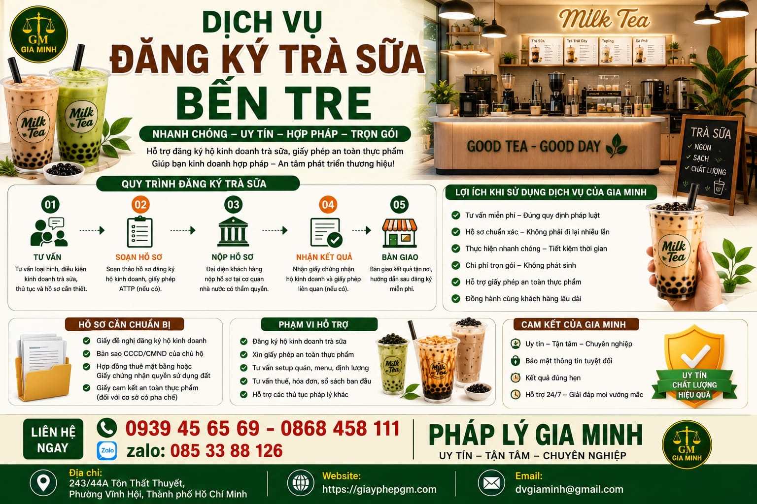 Dịch vụ đăng ký trà sữa Bến Tre