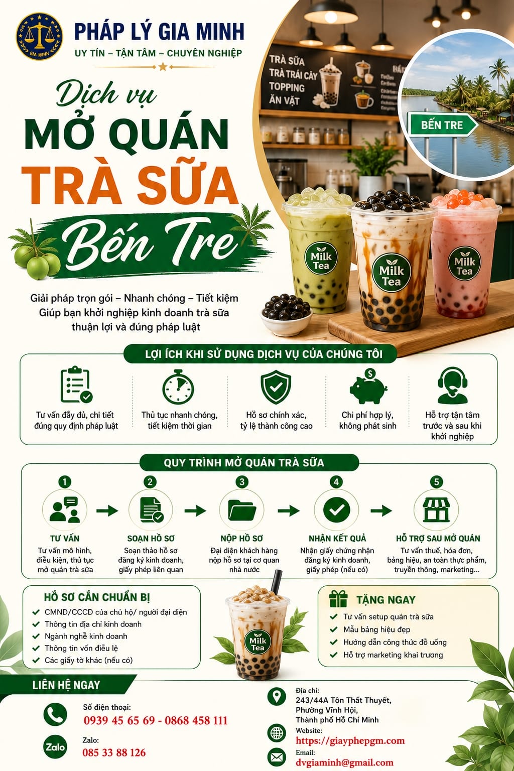 Dịch vụ mở quán trà sữa Bến Tre