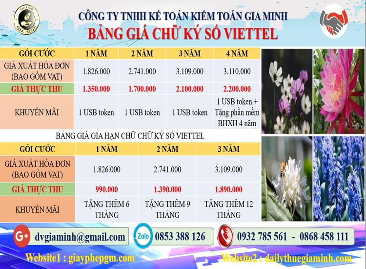  Chi phí mua chữ ký số Viettel tại Quảng Ngãi