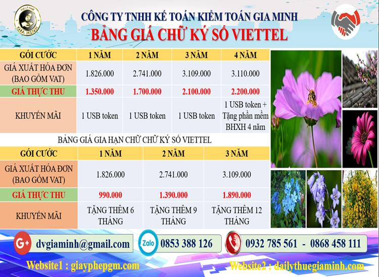 Chữ ký số Viettel Huyện Hoài Đức 5 Bảng giá CKS Viettel tại Huyện Hoài Đức