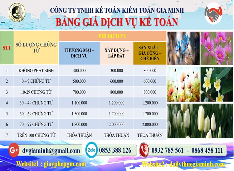 Dịch vụ kế toán tại Quận 10 tỉnh TPHCM 5 Chi phí dịch vụ kế toán tại Quận 10