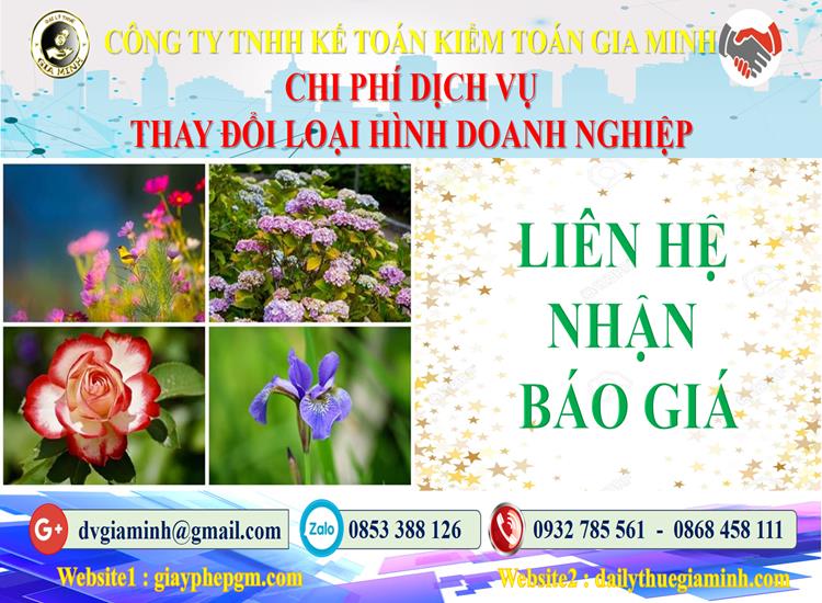 Dịch vụ thay đổi loại hình doanh nghiệp tại Hòa Bình 5 Chi phí thay đổi loại hình doanh nghiệp tại Hòa Bình