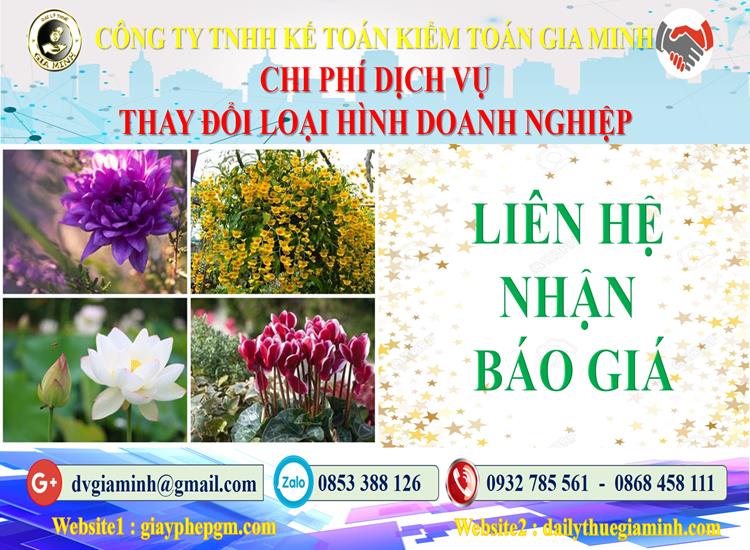 Dịch vụ thay đổi loại hình doanh nghiệp tại Tây Ninh 5 Chi phí thay đổi loại hình doanh nghiệp tại Tây Ninh