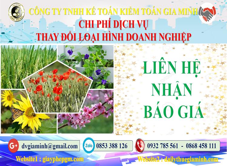 Dịch vụ thay đổi loại hình doanh nghiệp tại Thái Bình 5 Chi phí thay đổi loại hình doanh nghiệp tại Thái Bình