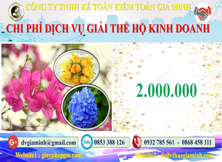Bảng giá giải thể hộ kinh doanh cá thể tại Thái Bình