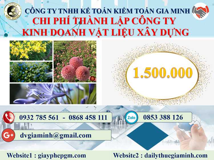 thành lập công ty kinh doanh vật liệu xây dựng tại Quận Tân Phú 5 Chi phí thành lập công ty kinh doanh vật liệu xây dựng tại Quận Tân Phú