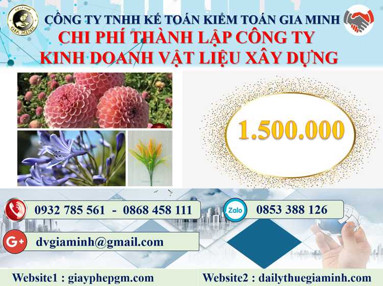 thành lập công ty kinh doanh vật liệu xây dựng tại Quận Tây Hồ 5 Chi phí thành lập công ty kinh doanh vật liệu xây dựng tại Quận Tây Hồ