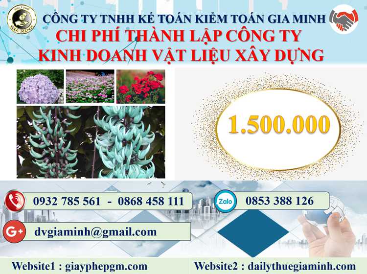 Thành lập công ty kinh doanh vật liệu xây dựng tại Tây Ninh 5 Chi phí thành lập công ty kinh doanh vật liệu xây dựng tại Tây Ninh