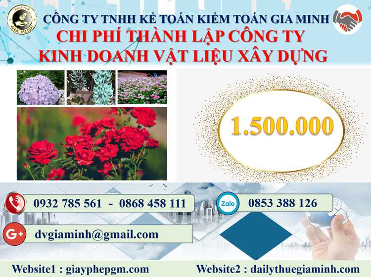 thành lập công ty kinh doanh vật liệu xây dựng tại Thái Nguyên 5 Chi phí thành lập công ty kinh doanh vật liệu xây dựng tại Thái Nguyên