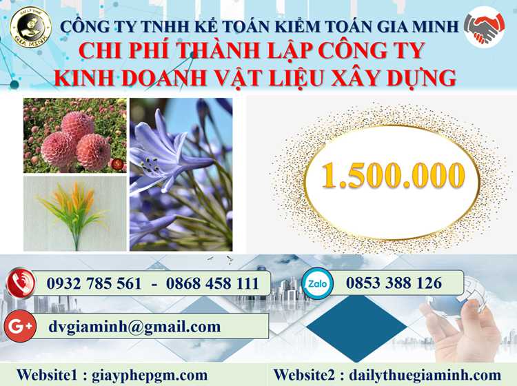 thành lập công ty kinh doanh vật liệu xây dựng tại Thị Xã Sơn Tây 5 Chi phí thành lập công ty kinh doanh vật liệu xây dựng tại Thị Xã Sơn Tây