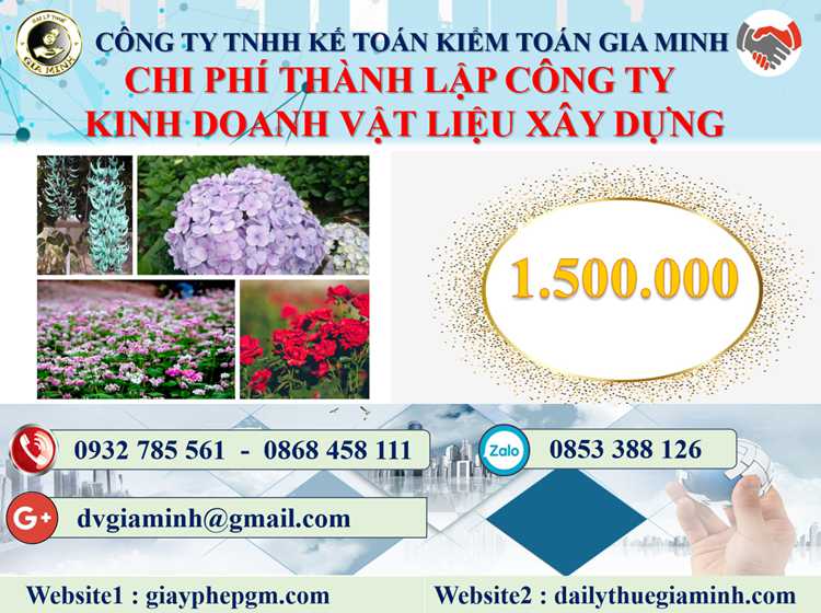 thành lập công ty kinh doanh vật liệu xây dựng tại Tiền Giang 6 Chi phí thành lập công ty kinh doanh vật liệu xây dựng tại Tiền Giang