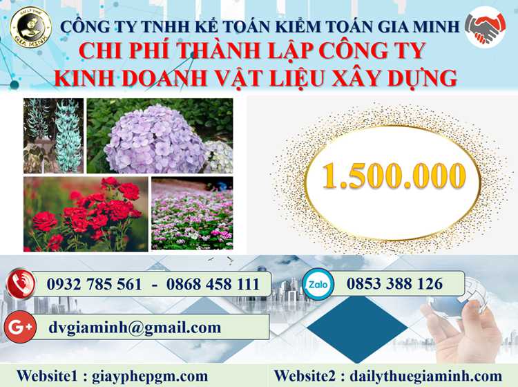 thành lập công ty kinh doanh vật liệu xây dựng tại Tuyên Quang 5 Chi phí thành lập công ty kinh doanh vật liệu xây dựng tại Tuyên Quang