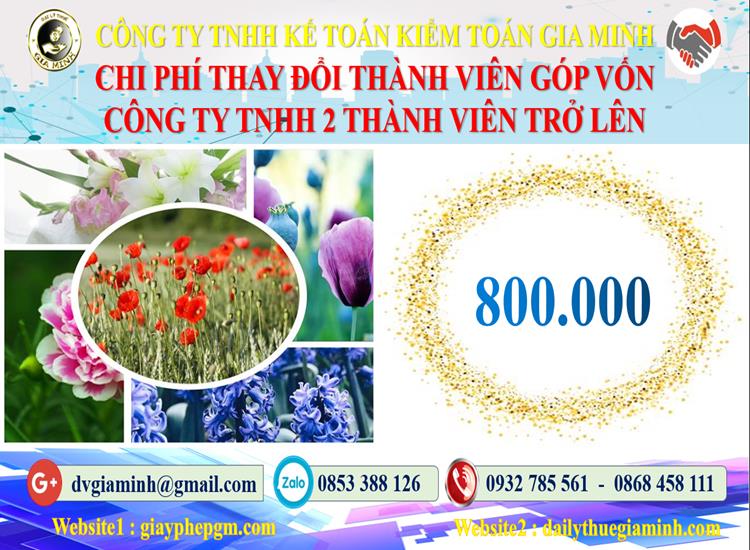 Thay đổi thành viên góp vốn công ty TNHH 2 thành viên Đồng Tháp 5 Bảng giá thay đổi thành viên góp vốn công ty TNHH 2 thành viên trở lên